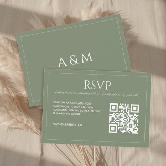 Cartons Réponse Modern minimalist sage green wedding 