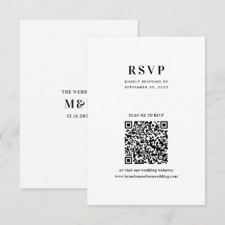 Cartons Réponse Modern Minimalist Typography QR Code Wedding