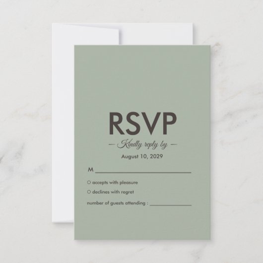 Cartons Réponse Modern Minimalist Wedding | Sage Green Timeless  (Devant)