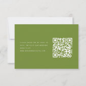 Cartons Réponse Modern Minimalistic Olive Green Wedding QR Code (Dos)