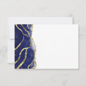 Cartons Réponse Modern Navy Blue Gold Ink Wedding (Dos)