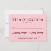 Cartons Réponse Modern Pink Deep Red Retro Bold Unique Wedding  (Devant)