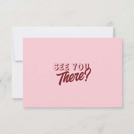 Cartons Réponse Modern Pink Deep Red Retro Unique QR Code Wedding  (Dos)