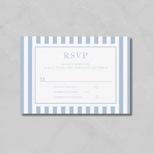 Cartons Réponse Modern Powder Blue Stripes Wedding 