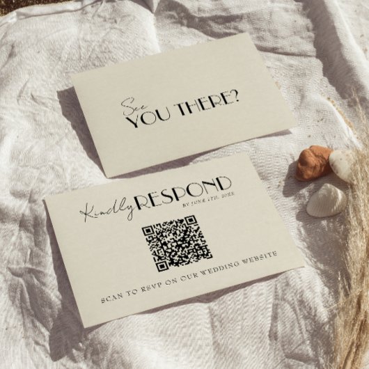 Cartons Réponse Modern QR Code Retro French Whimsical Wedding