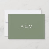 Cartons Réponse Modern sage green minimalist wedding (Dos)