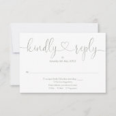 Cartons Réponse Modern Sage Green Script Heart Répondre Kindly (Devant)