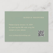 Cartons Réponse Modern Sage Green Simple QR Code Wedding (Devant)