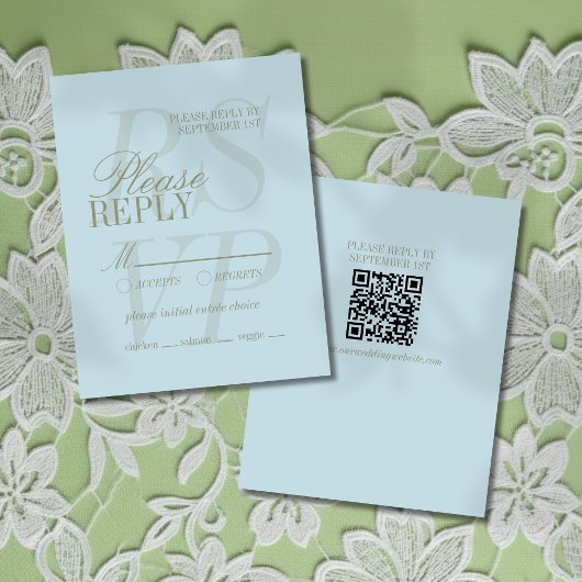 Cartons Réponse Modern Script Citrus Blue Formal Wedding