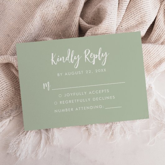 Cartons Réponse Modern Script Sage Green Wedding
