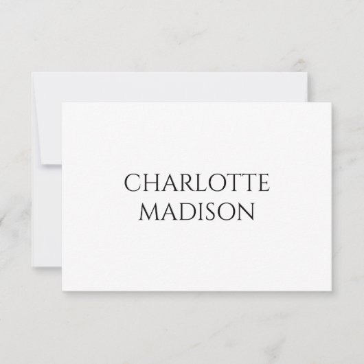 Cartons Réponse Modern Simple White Trendy Minimalist Plain Name (Devant)