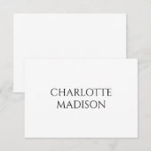 Cartons Réponse Modern Simple White Trendy Minimalist Plain Name (Devant / Derrière)