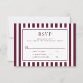 Cartons Réponse Modern Stripes Burgundy Wedding (Devant)