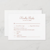 Cartons Réponse Modern Terracotta & White Minimalist Wedding (Devant / Derrière)