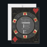 Cartons Réponse Modern Vegas Casino Gold Poker Chip Mariage<br><div class="desc">Carte de mariage à thème Las Vegas Casino. Il dispose d'un design de puces de poker unique orné de faux or, coeurs rouges avec un faux trait d'or, costume de cartes chic, pour une touche de luxe. Utilisez l'outil Personnaliser pour ajouter vos informations. Plus d'idées dans ma collection de Poker...</div>