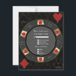 Cartons Réponse Modern Vegas Casino Gold Poker Chip Mariage<br><div class="desc">Carte de mariage à thème Las Vegas Casino. Il dispose d'un design de puces de poker unique orné de faux or, coeurs rouges avec un faux trait d'or, costume de cartes chic, pour une touche de luxe. Utilisez l'outil Personnaliser pour ajouter vos informations. Plus d'idées dans ma collection de Poker...</div>
