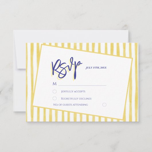 Cartons Réponse Modern Yellow Hand Written Pinstripe Italy Wedding (Devant)
