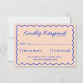 Cartons Réponse Moderne Bleu brillant Coloré Rétro Mariage amusant (Devant)
