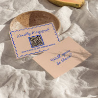 Moderne Bleu brillant QR Code Rétro Mariage amusan