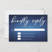 Cartons Réponse Moderne Bleu Chic Soirée Mariage Répondre avec pla (Devant)