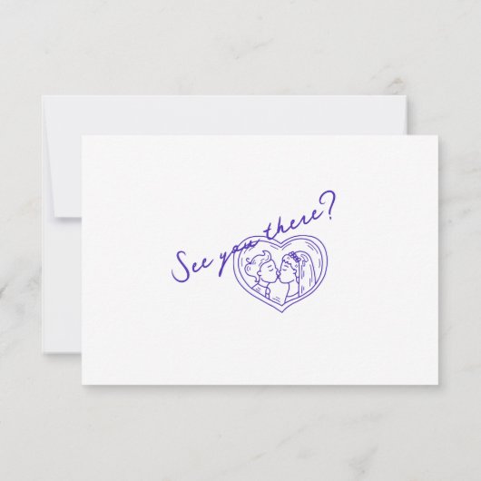 Cartons Réponse Moderne Bleu Main Tirée Rétro Fun Mariage funky am (Dos)