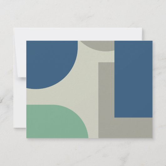 Cartons Réponse Moderne Bleu Vert Gris Rétro Mariage d'art Abstrai (Dos)