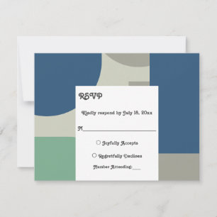 Cartons Réponse Moderne Bleu Vert Gris Rétro Mariage d'art Abstrai