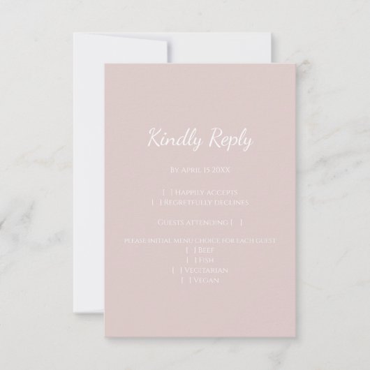 Cartons Réponse Moderne Blush rose simple mariage contemporain (Devant)