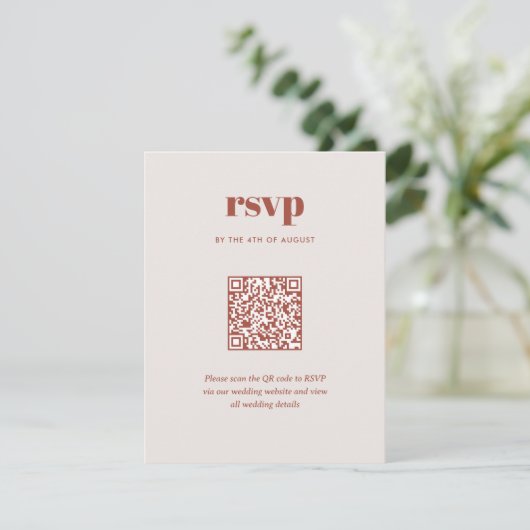 Cartons Réponse Moderne Brown tendance Mix Match Mariage QR Code (Debout devant)