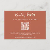 Cartons Réponse Moderne Burange Orange QR Code Simple Mariage (Devant)