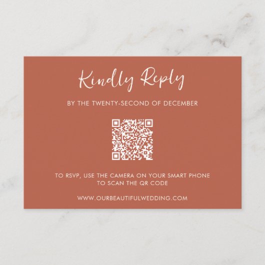 Cartons Réponse Moderne Burange Orange QR Code Simple Mariage (Devant)