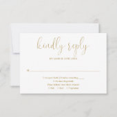 Cartons Réponse Moderne chic élégant Mariage de script or (Devant)