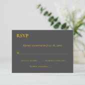 Cartons Réponse Moderne chic gris foncé or Script Mariage classiqu (Debout devant)
