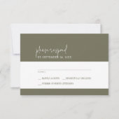 Cartons Réponse Moderne Chic Olive Green Simple Mariage (Devant)