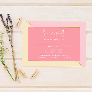 Cartons Réponse Moderne Chic Pastel Pink Cream Mariage de script o