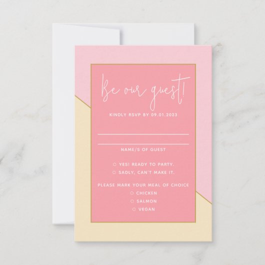 Cartons Réponse Moderne Chic Pastel Pink Cream Mariage de script o (Devant)