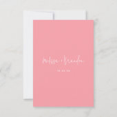 Cartons Réponse Moderne Chic Pastel Pink Cream Mariage de script o (Dos)