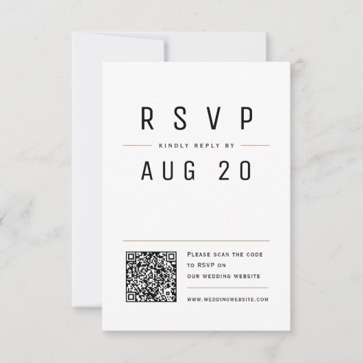 Cartons Réponse Moderne Chic Typographie simple Mariage de code QR (Devant)