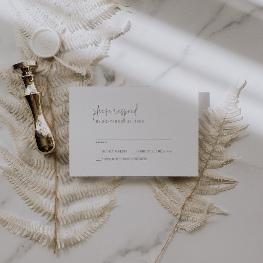 Cartons Réponse Moderne Chic Vert et Blanc Simple Mariage