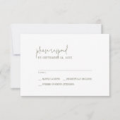 Cartons Réponse Moderne Chic Vert et Blanc Simple Mariage (Devant)