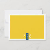 Cartons Réponse Moderne Contemporain bleu & jaune mariage minimal (Dos)