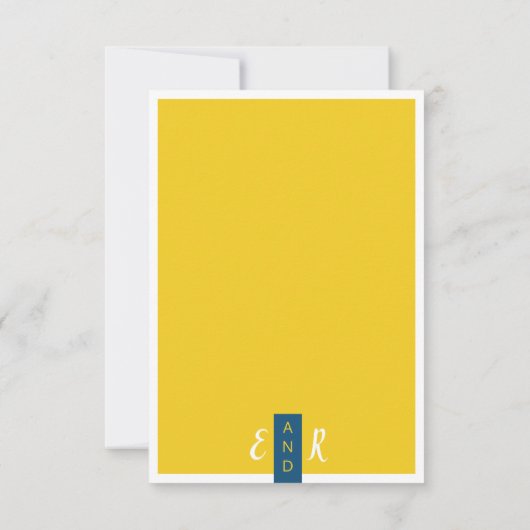 Cartons Réponse Moderne Contemporain bleu & jaune mariage minimal (Dos)