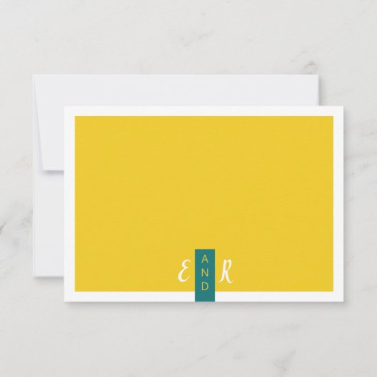 Cartons Réponse Moderne Contemporain vert & jaune mariage minimal (Dos)