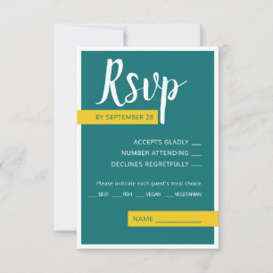 Cartons Réponse Moderne Contemporain vert & jaune mariage minimal