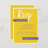 Cartons Réponse Moderne Contemporain violet jaune mariage minimal (Devant / Derrière)