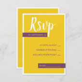 Cartons Réponse Moderne Contemporain violet jaune mariage minimal (Devant / Derrière)