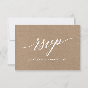 Cartons Réponse Moderne Élégant Calligraphie Script Mariage Kraft