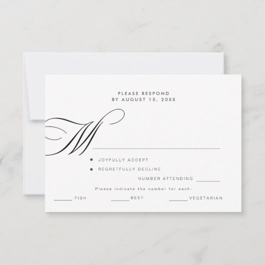 Cartons Réponse Moderne élégant choix de repas de script mariage (Dos)
