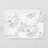 Cartons Réponse Moderne Elegant Floral Line Mariage (Dos)