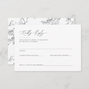 Cartons Réponse Moderne Elegant Floral Line Mariage